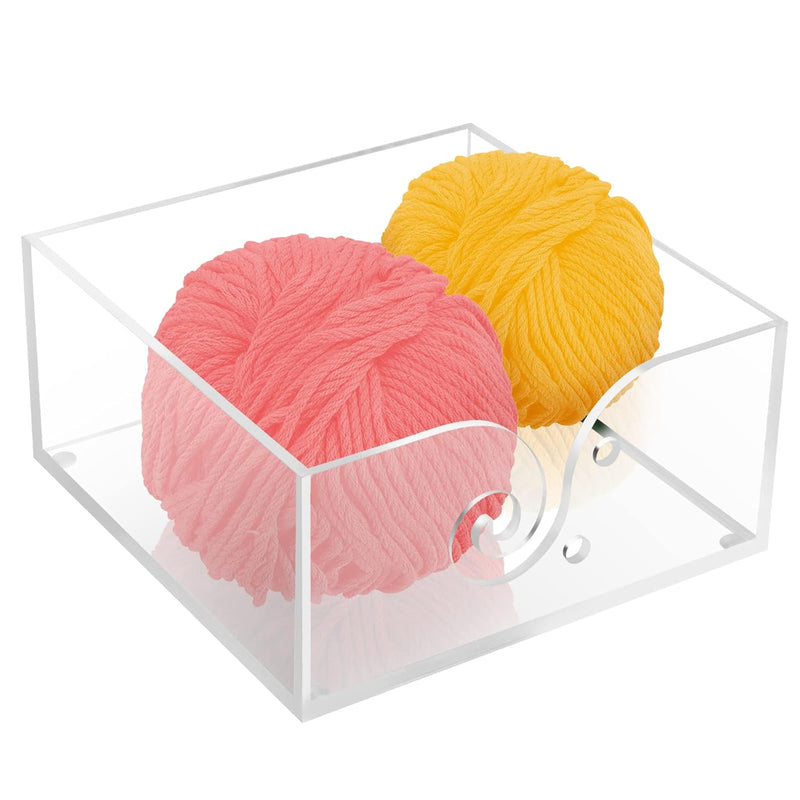 Transparent Acrylic Yarn Bowl Holder, Knitting Kit Wool Storage Cube With Hole