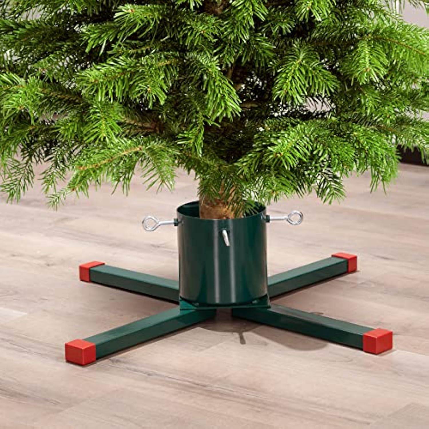 Christmas Tree Stand For Live Tree, Heavy-Duty Metal Christmas Tree Holder With Spike For 2-6Ft Tall Fresh Tree, Christmas Tree Base Stand For Real Tree, Seasonal Decor (Green)