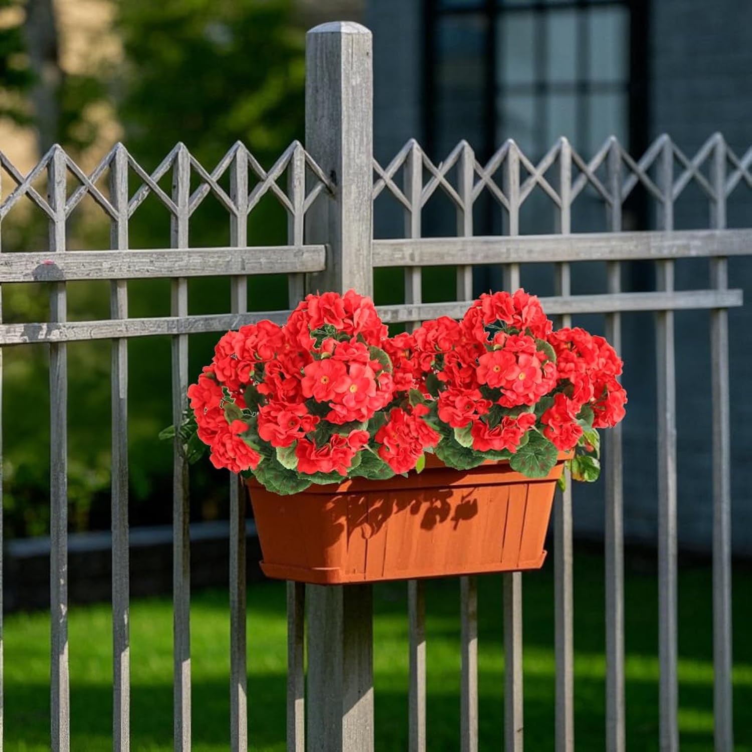 Artificial Flowers Geranium Bush Begonia Silk Flowers For Outdoor Indoor Artificial Plant Flowers For Patio Lawn Garden Decor (4Pcs Red)