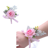 Wrist Corsage, Pack Of 2 Wedding Bridal Wrist Flower Corsage Hand Flower Decor For Prom Party Wedding Homecoming (Pink2)