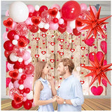 Red Valentines Day Decorations,Proposal Decorations,Red Pink White Heart Balloon With Bling Bling Hanging Swirl For Sweetheart Wedding Bridal Shower Valentines Day Anniversary Engagement Party Decor