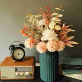 Artificial Fake Flowers Plants Silk Flower Arrangements Wedding Bouquets Decorations Plastic Floral Table Centerpieces For Home Kitchen Garden Party Décor (Champagne)
