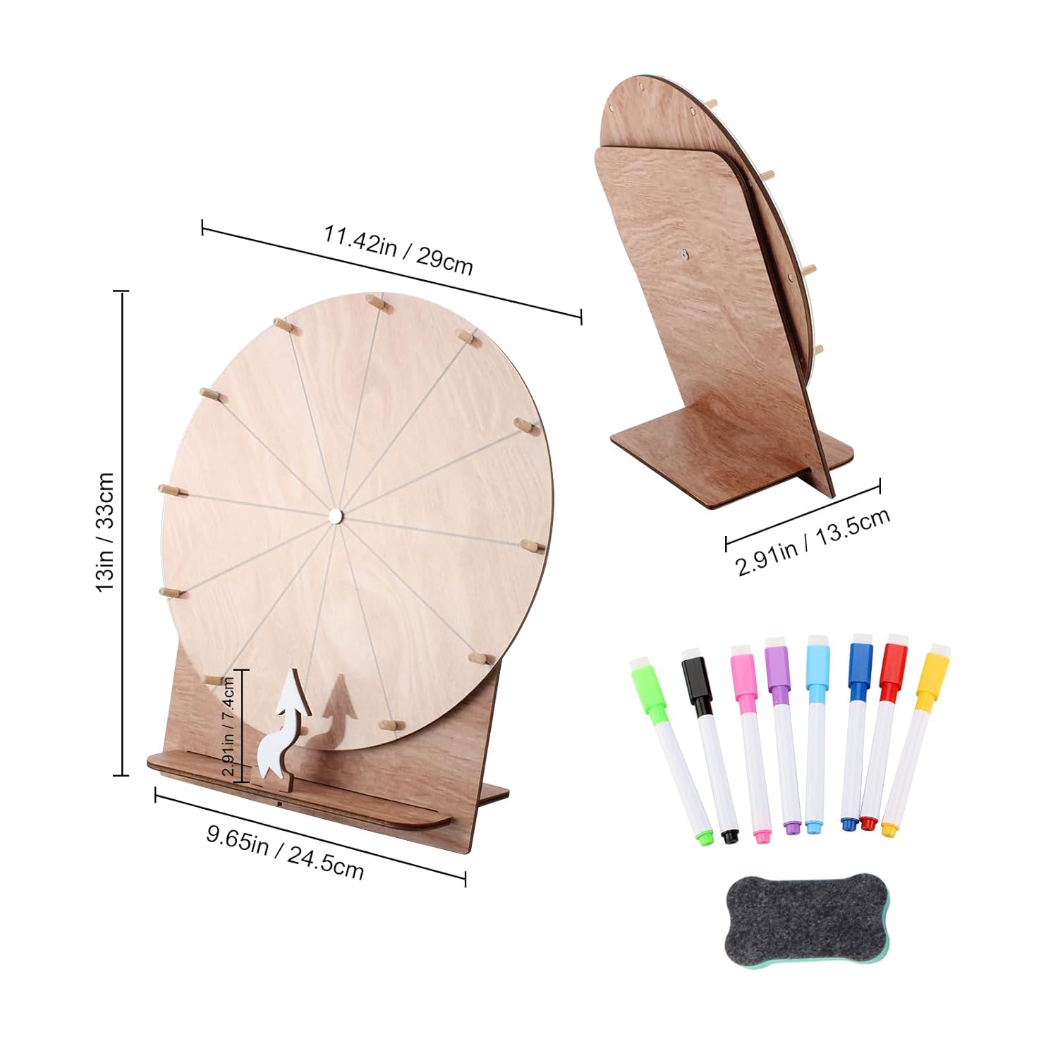 12 Slots Wedding Game Spinning Wheel, Prize Wheel Spinning Wheel For Prizes With Stand, Table Spinning Wheel For Engaging Home Parties Wedding Baby Shower