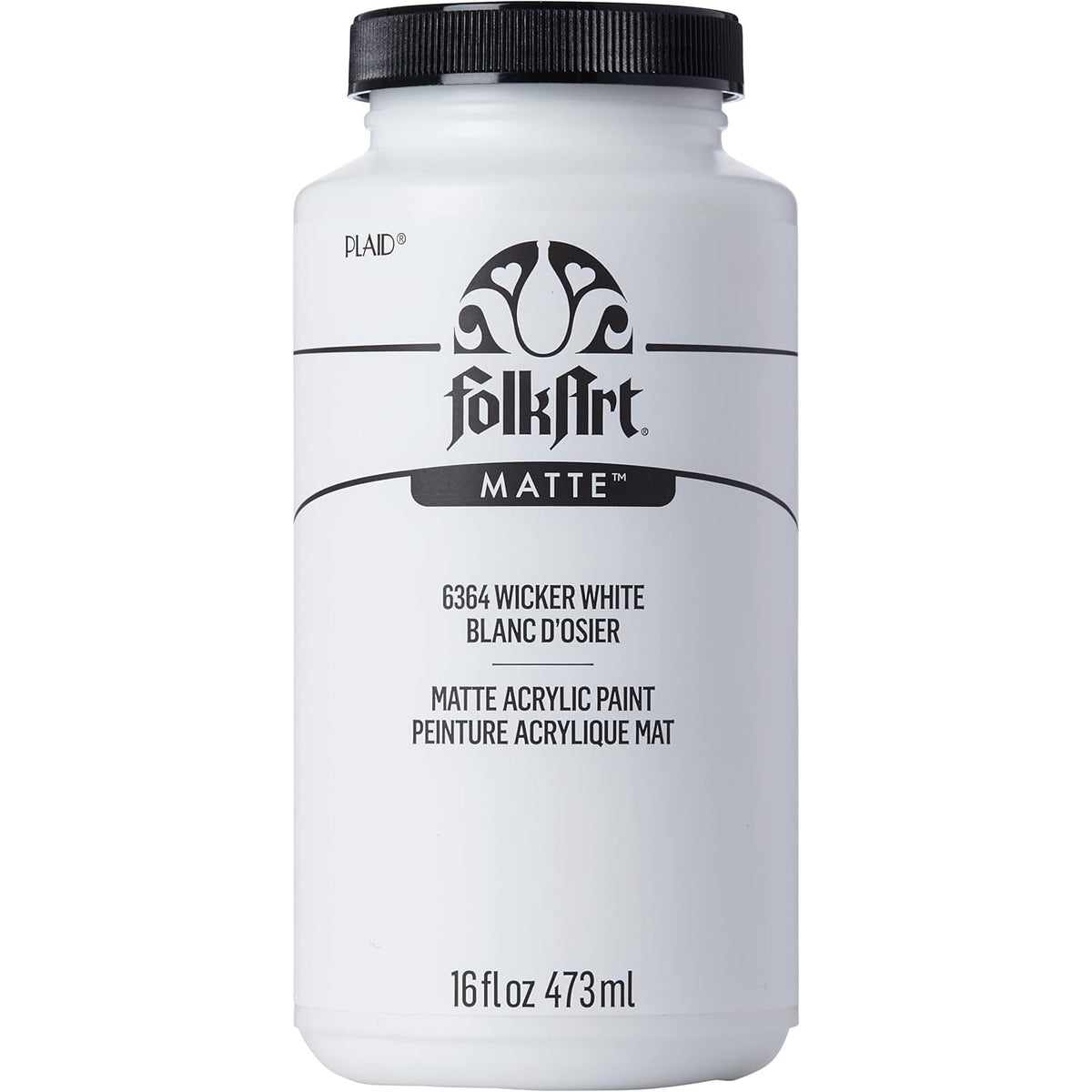 FolkArt Matte Acrylic Paint in Assorted Colors, 16 oz, Wicker White 16 Fl Oz