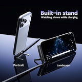 240W 5FT USB C to USB C Fast Charging Cable with Invisible Foldable Phone Stand Black