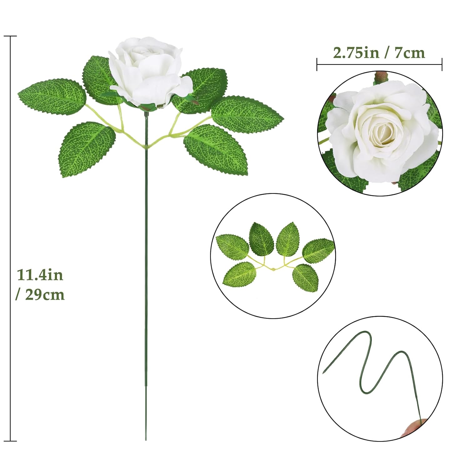 25Pcs Roses Artificial Flowers 2.75In Fake White Rose Heads Real Looking Velvet Rose Flowers For Vase Table Centerpiece Home Wedding Party Garden Decoration(White)