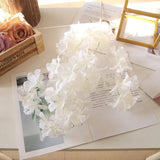 5Pcs 33.5" White Artificial Cherry Blossom Flower Bushy Silk Branches For Spring Home Room Wedding Party Kawaii Decor, Japan'S National Flower