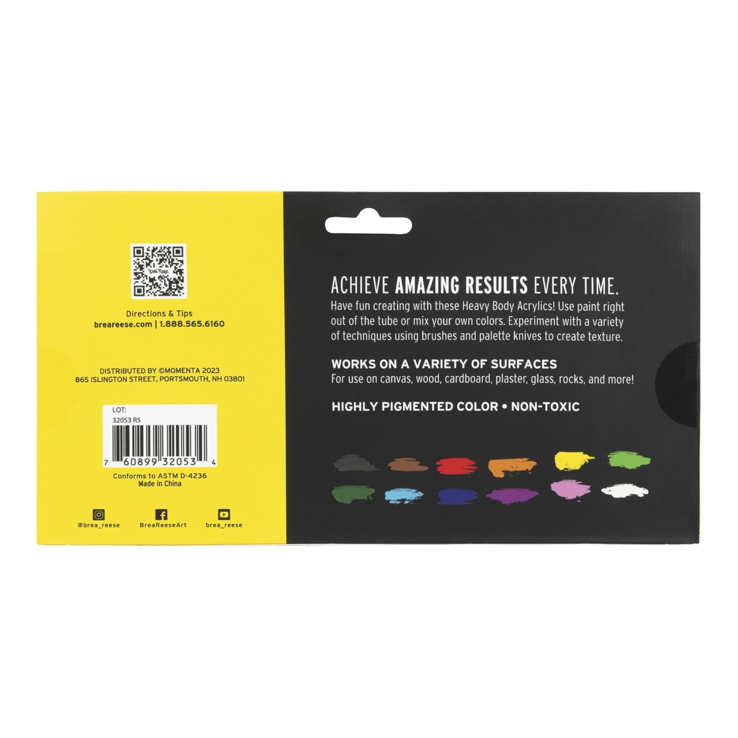 : Professional Heavy Body Acrylic Paint Set - Classic Colors - 12 Tubes - Rich Pigments, Water-Based & Non-Toxic, Adult Art Supplies