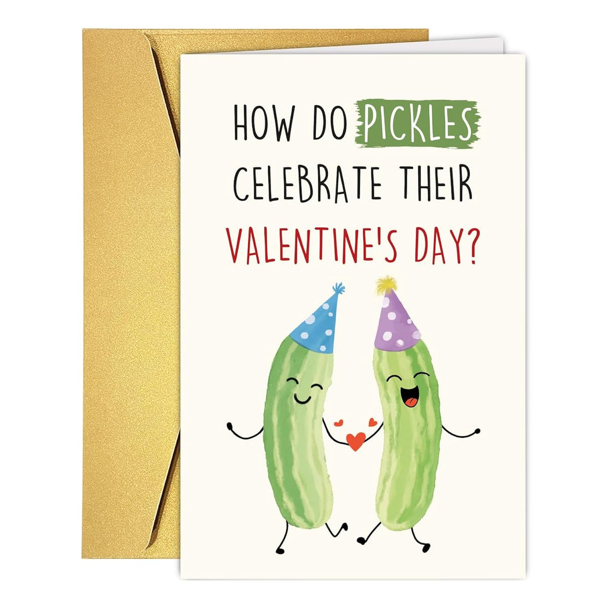 Funny Pickle Pun Valentines Day Card, Humorous Happy Valentine'S Day Card For Boyfriend Girlfriend Bestie Best Friend Son Daughter, Joke Pickle Relish The Moment Valentines Day Cards