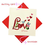 Handcraft Quilling Love Greeting Card For Him, Her, Gift For Husband, Wife, Boyfriend, Girl Friend Or Mom, For Anniversary, Valentine'S Day, Thank You Card, Blank Inside, Includes Envelope.