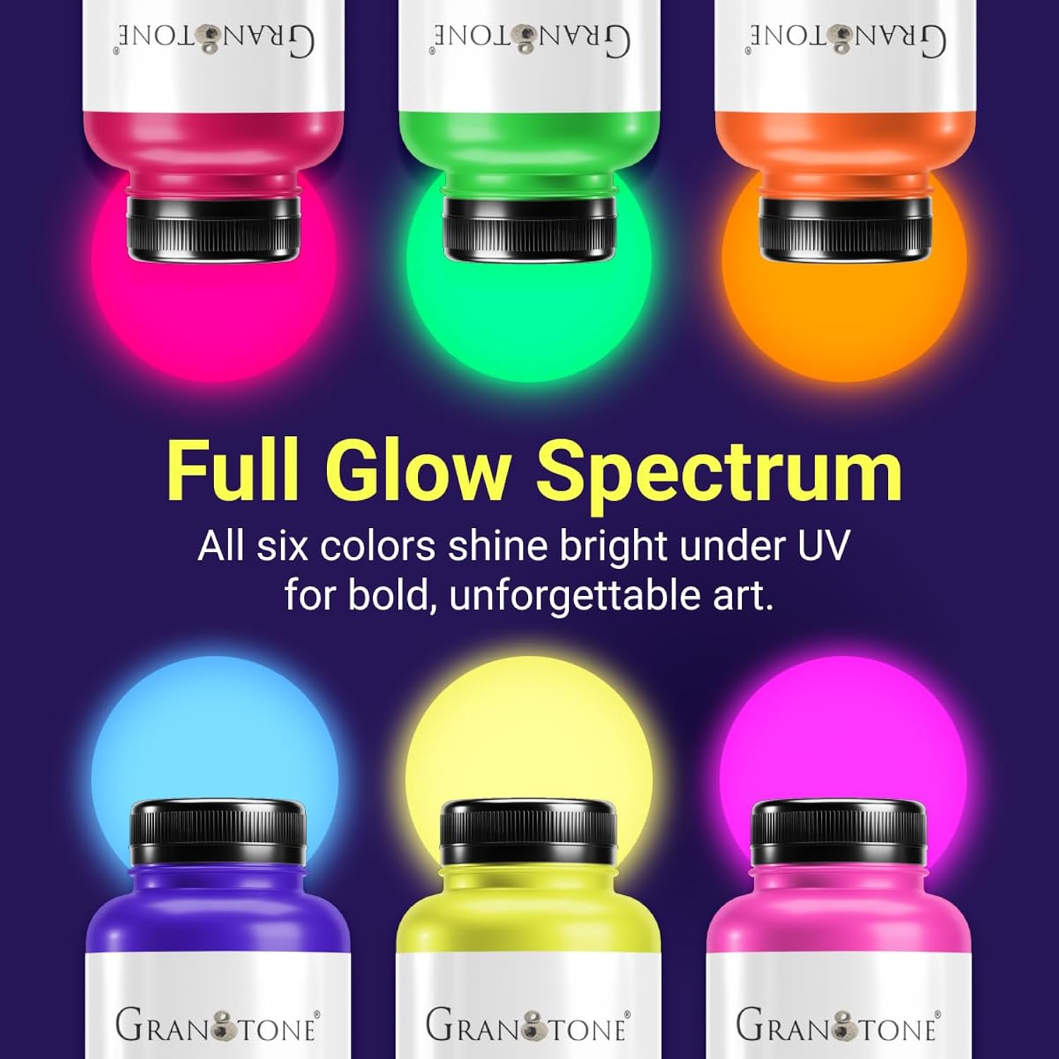 Neon Fluorescent Acrylic Paint Set - 6 Colors, 8 Oz Each | Glows In Black Light | Non-Toxic & Vibrant Paint | Ideal For Art, Crafts, Kids, & Hobbyists | Made In India
