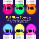 Neon Fluorescent Acrylic Paint Set - 6 Colors, 8 Oz Each | Glows In Black Light | Non-Toxic & Vibrant Paint | Ideal For Art, Crafts, Kids, & Hobbyists | Made In India