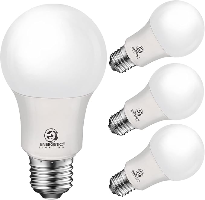 4 Pack A19 LED Light Bulbs 40W Equivalent 5000K Daylight 450 Lumens E26 Non Dimmable ETL Listed