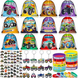 Monster Truck Party Favors Birthday Supplies For Boys Kids, Drawstring Bag Silicone Bracelet Keychain Tattoo Sticker Pinata Goodie Bag Stuffers Monster Truck Birthday Party Supplies Decor