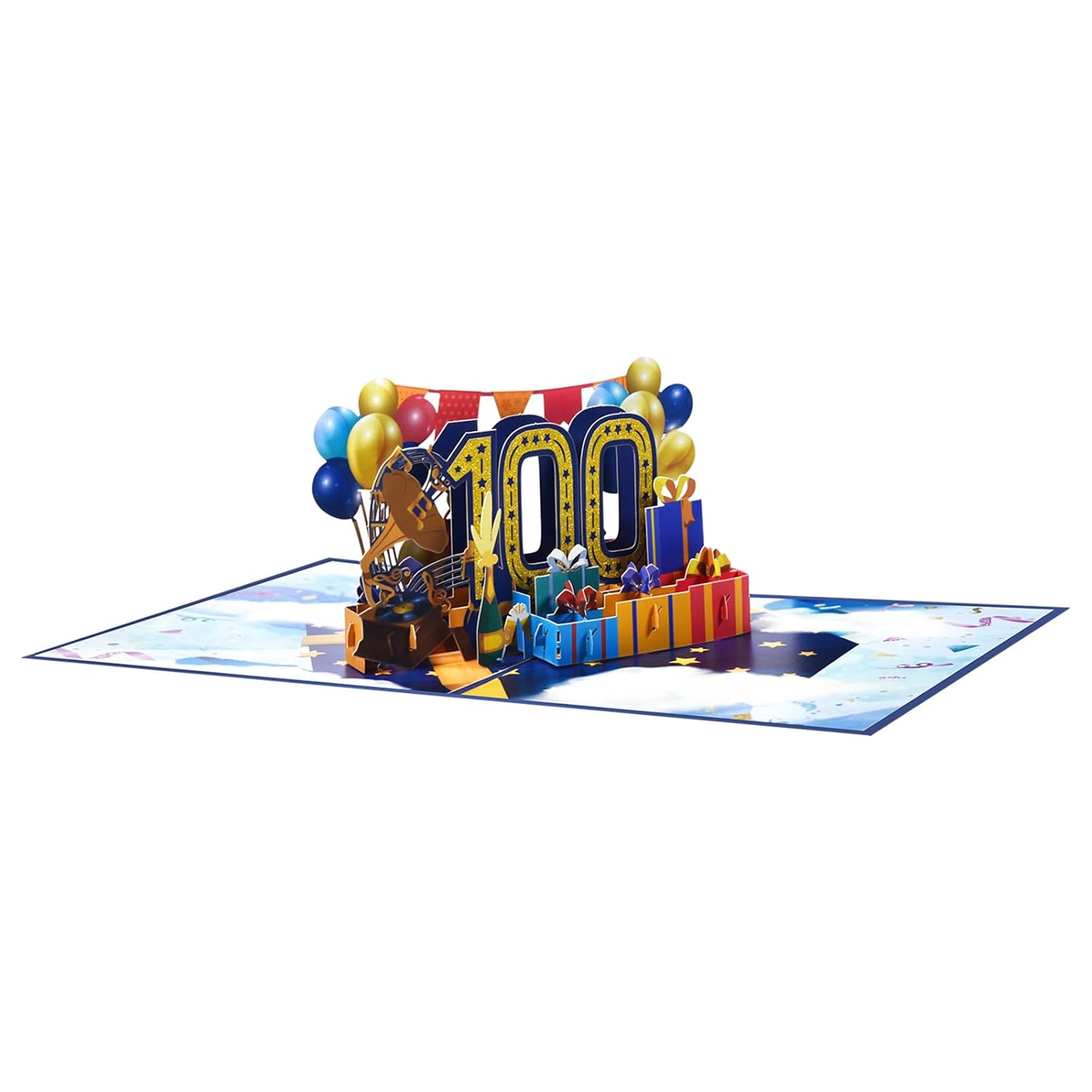 100 Years 0Ld Small Packs Pop Up Happy Birthday Greeting Card, Ideal Love Gift For Adult And Kid With Blank Note & Envelope, Celebration For Daughter, Son, Mom, Dad, Friend, Children