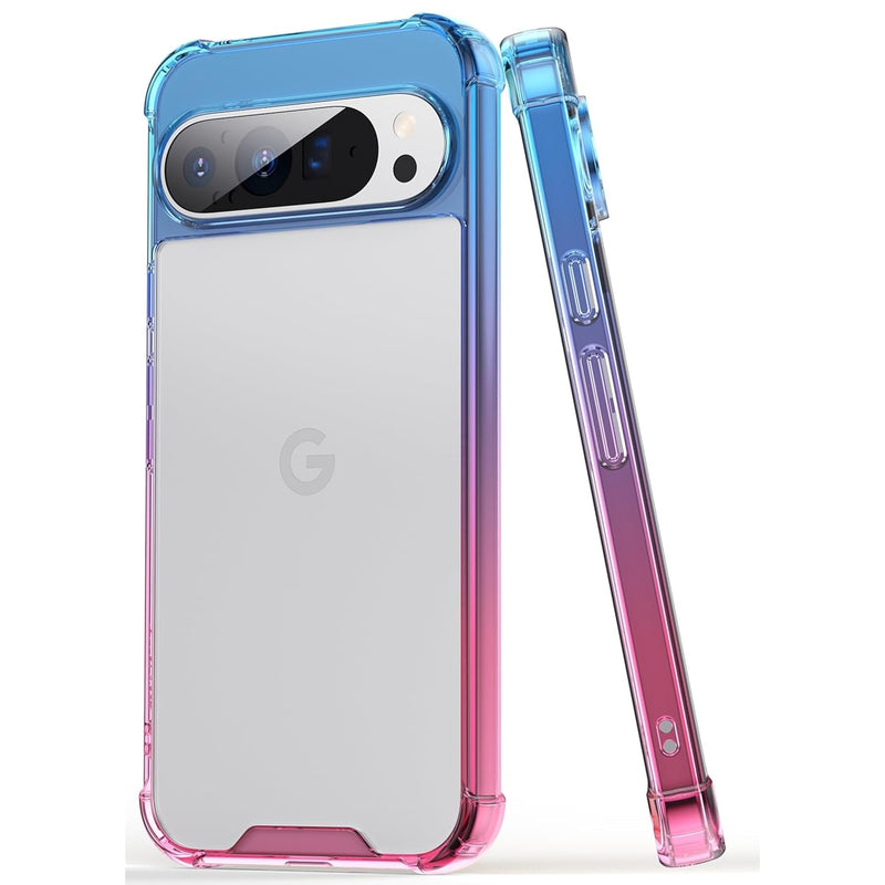 Pixel 9 Pro XL Clear Gradient Case, Slim Shockproof, TPU Bumper - Blue Pink