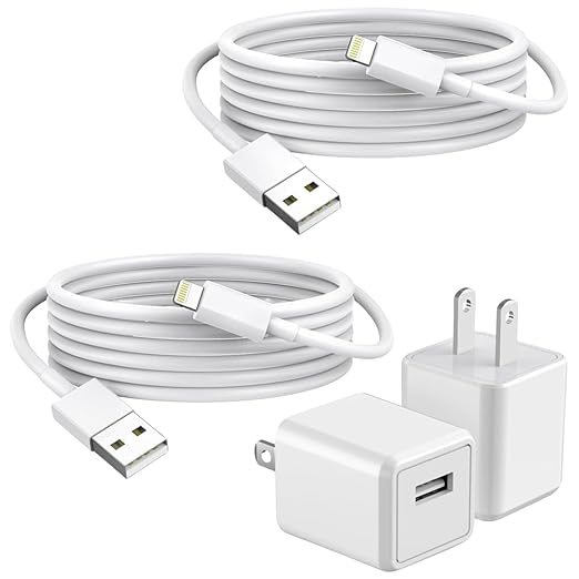 2 Pack USB Wall Charger with 6FT Lightning Cable Fast Charging Cube for iPhone 14 13 12 11 iPad