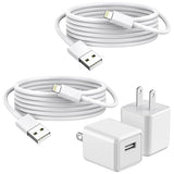 2 Pack USB Wall Charger with 6FT Lightning Cable Fast Charging Cube for iPhone 14 13 12 11 iPad