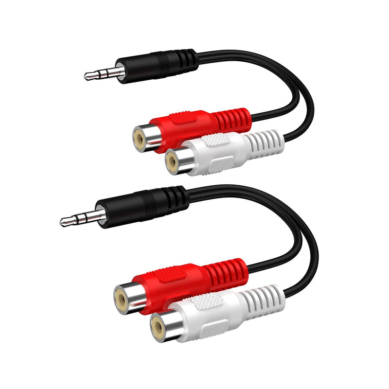 8 Inches 3.5Mm Male To 2 Rca Female Jack Stereo Audio Y Cable Adapter For Smar