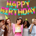 , Rainbow Happy Birthday Balloon Letters - 16 Inch | Birthday Decorations For Women, Men, Boys And Girls | Hbd Foil Balloon Banner Backdrop For Neon Party Decorations, Happy Birthday Sign