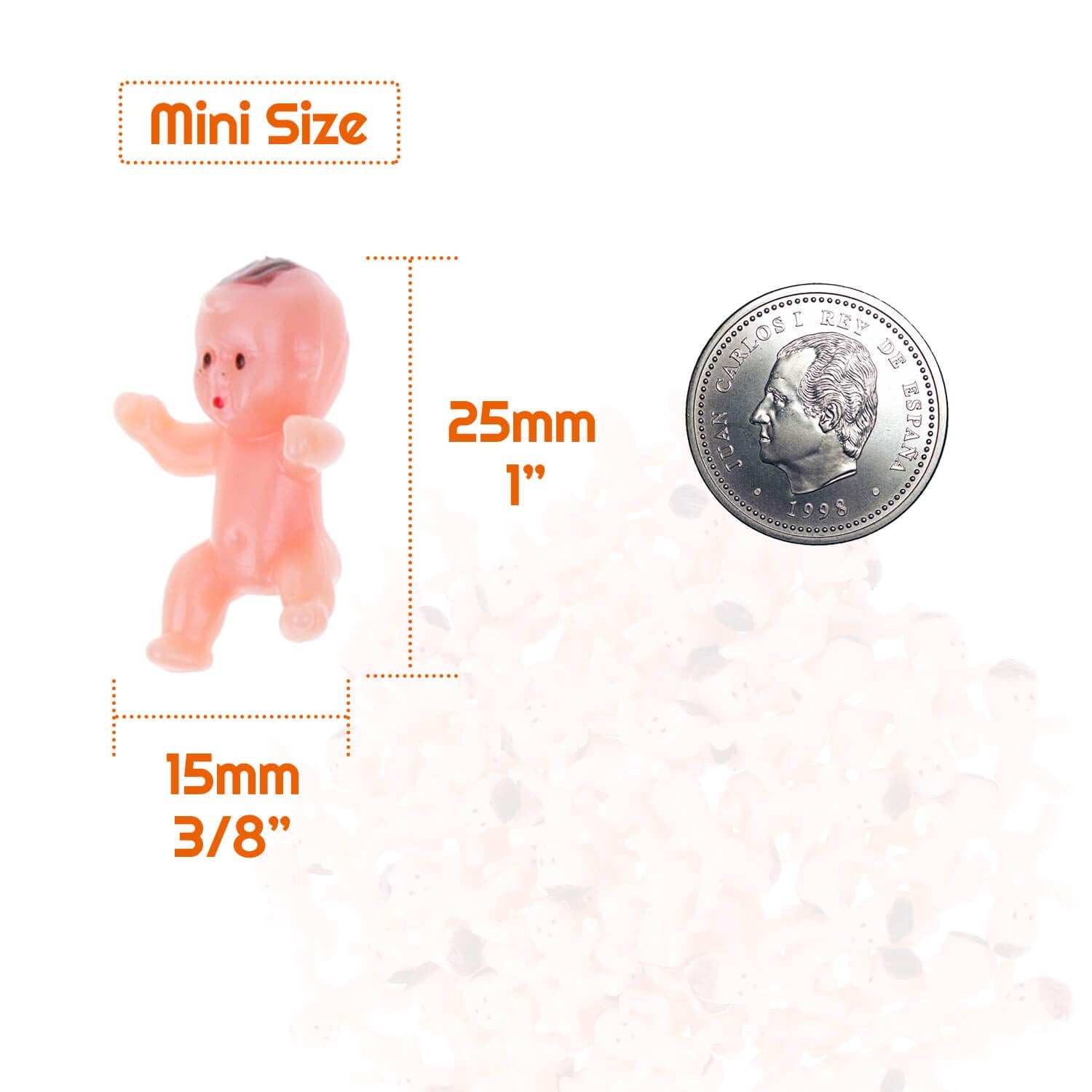 100Pcs Tiny Plastic Mini Babies For Baby Shower Games And Ice Cubes (1 Inch)