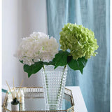 4Bundles White Hydrangea Artificial Flowers,18Inch Faux Silk Large Hydrangeas Flowers Heads With Long Stems & Leaves Real Touch Uv Resistant Artificial Outdoor Flowers For Wedding Party Table Decor