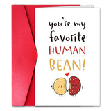 Pun Valentines Day Card For Men, Funny Valentine’S Day Card For Husband Boyfriend Him, Comes With Red Envelope And Gold Sticker, Human Bean