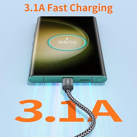 2 Pack USB A to USB C Cable 3.3FT 3A Fast Charging Braided Cord for iPhone 17 16 15 Samsung Galaxy LG Moto