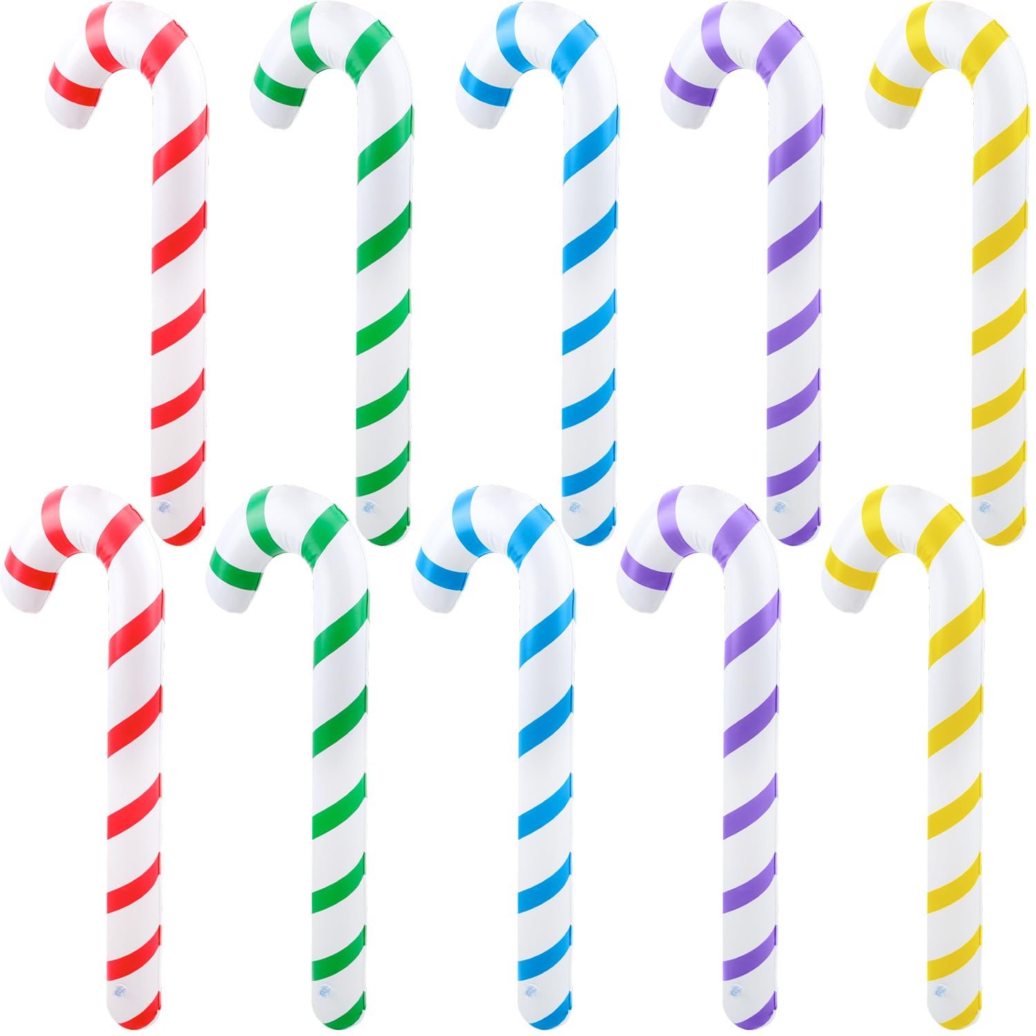 10 Pack 36 Inch Christmas Inflatable Candy Canes Xmas Candy Canes Balloons Inflatable Candy Cane Stick For Christmas Yar