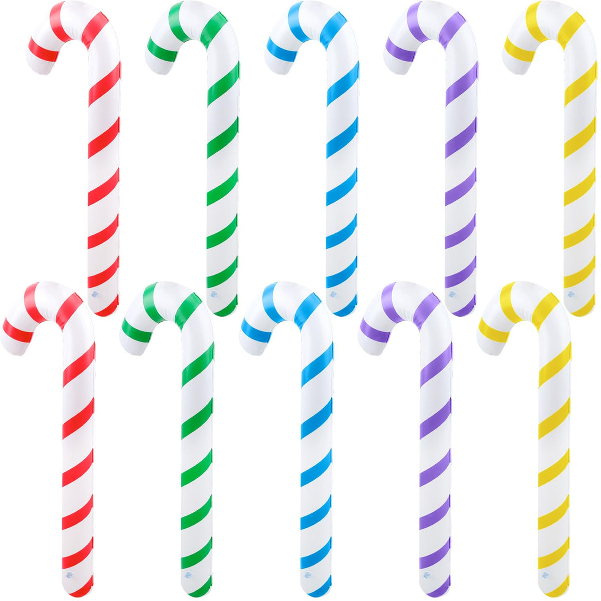 10 Pack 36 Inch Christmas Inflatable Candy Canes Xmas Candy Canes Balloons Inflatable Candy Cane Stick For Christmas Yar