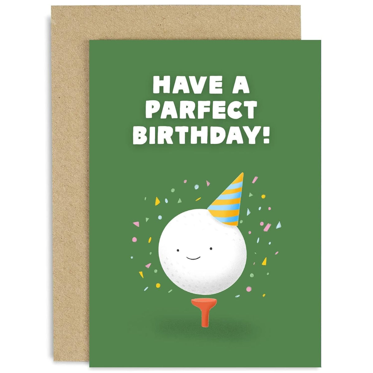 Old English Co. Fun Happy Birthday Card For Golfer - 'Parfect Birthday' Golf Ball Birthday Card For Him - Humorous Golf Birthday Card For Men - Husband, Son, Brother, Dad | Blank Inside With Envelope