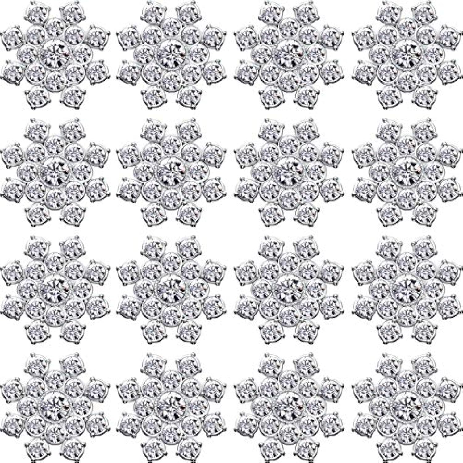 50 Pieces Snowflake Rhinestones Crystal Button Embellishments Flat Bac