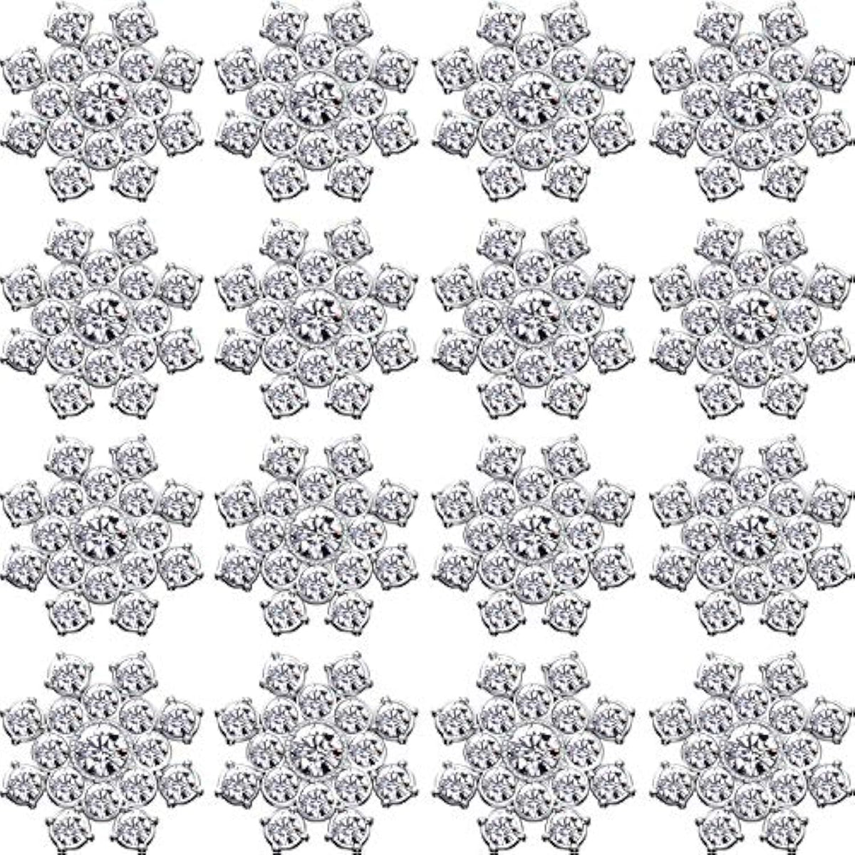 50 Pieces Snowflake Rhinestones Crystal Button Embellishments Flat Bac