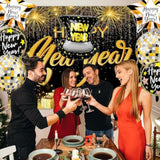 7 Pcs Black Gold 22 Inch Disco Ball Happy New Year 2026 Balloons