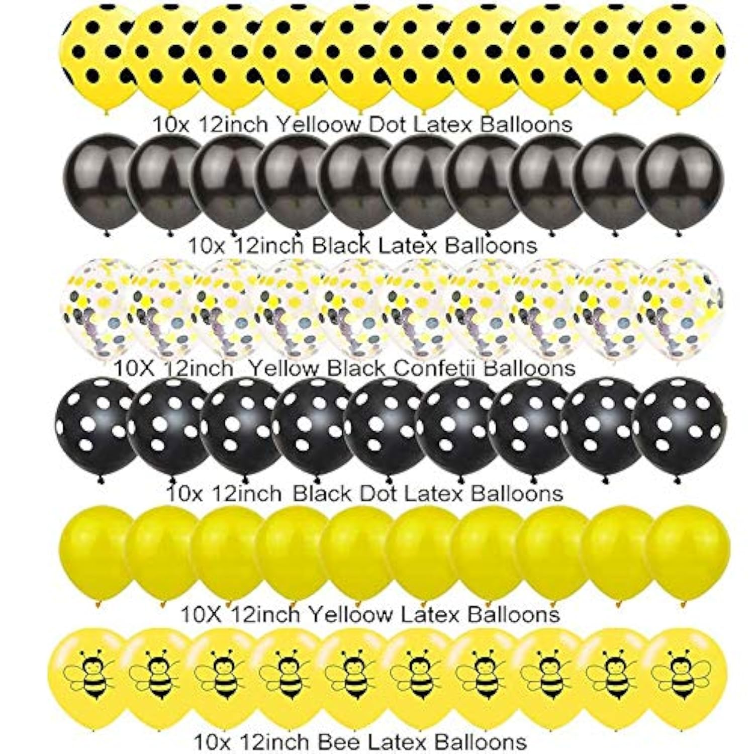 60Pcs Happy Bee Day Balloon Garland Kit Yellow Bumble Bee Balloons Party Decorations
