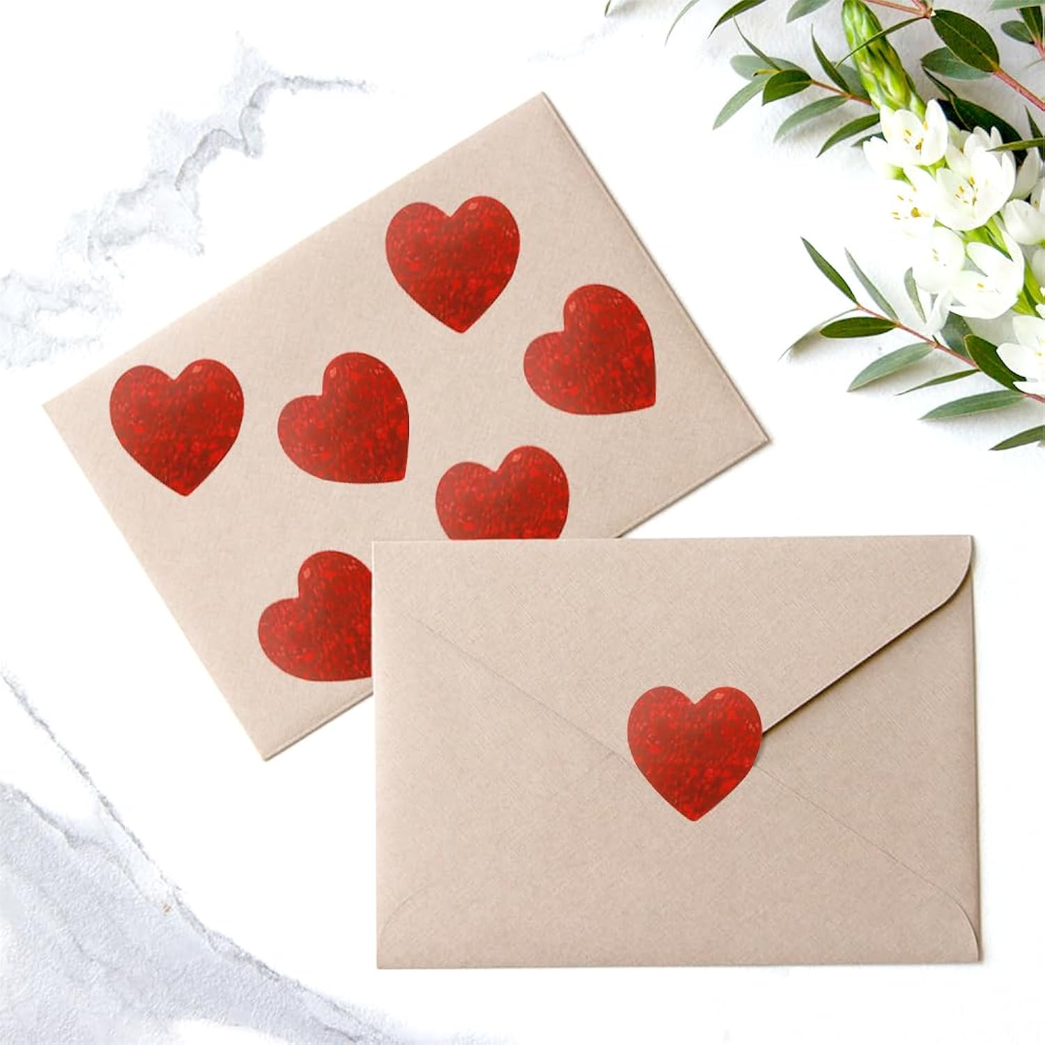 Heart Stickers Roll - 500Pcs 1.5" Red Self-Adhesive Labels For Kids, Envelopes, Wedding, Valentine'S Day, Award, Christmas Supplies