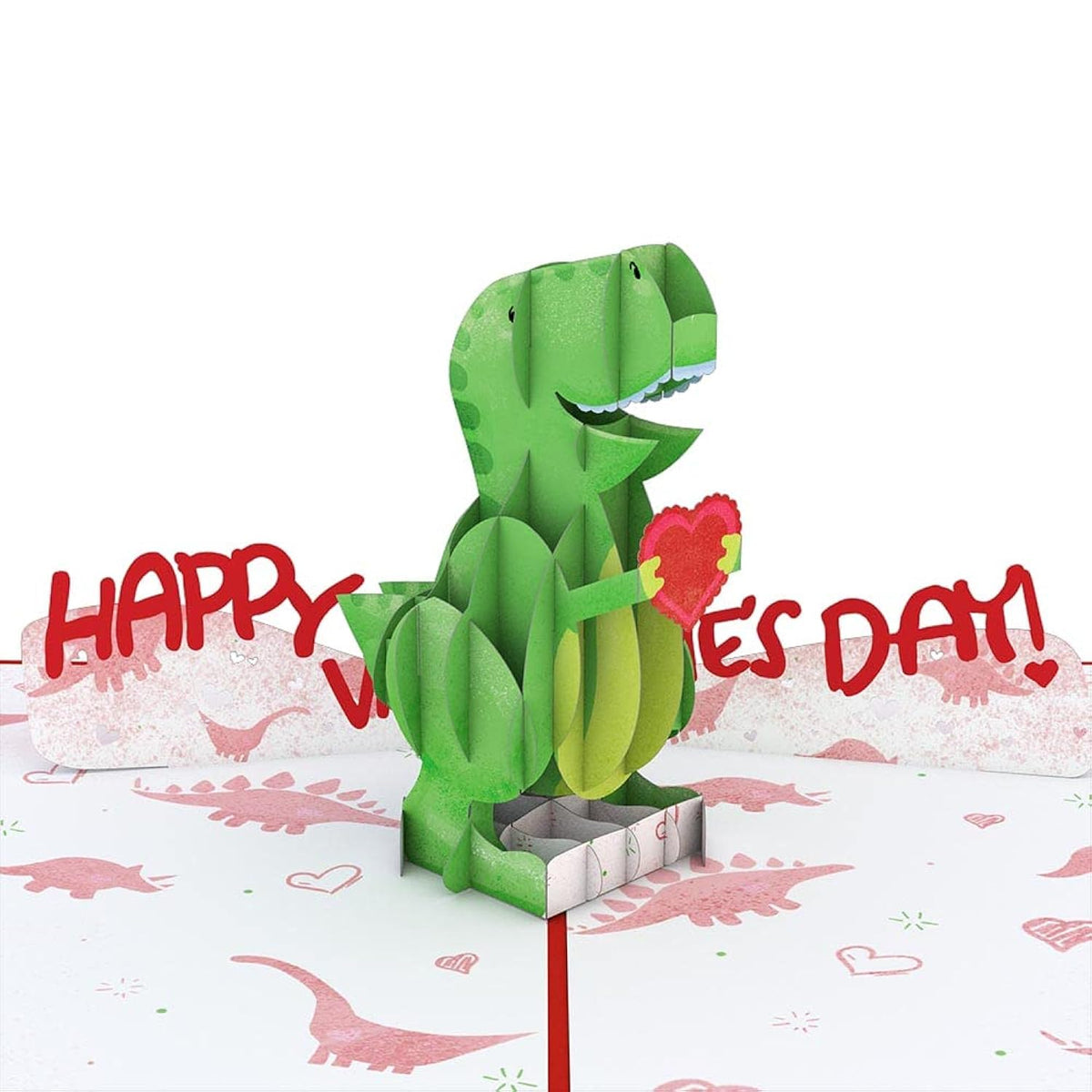 Valentines Day Card For Her, Him - 3D Romantic Greeting Pop-Up Cards - T-Rex You Make My Heart Saur - 5" X 7" - Blank Notecard & Envelope Included