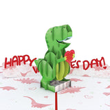Valentines Day Card For Her, Him - 3D Romantic Greeting Pop-Up Cards - T-Rex You Make My Heart Saur - 5" X 7" - Blank Notecard & Envelope Included