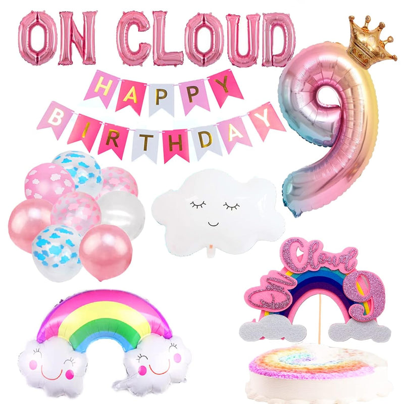 Big On Clound 9 Birthday Party Supplies,9Th Birthday Decorations, Rain