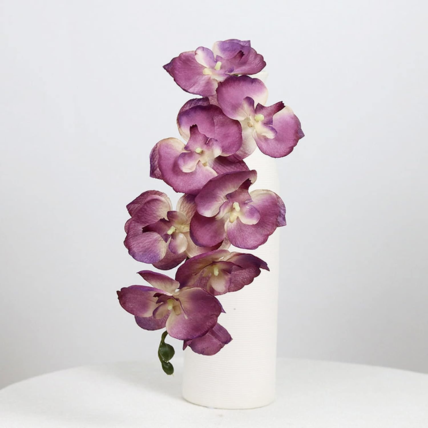 4 Pcs Silk Artificial Orchid Flowers Stem, 8 Heads Faux Phalaenopsis Flowers Branches 27.5'' Artificial Flowers Plants For Pots Vase Decor (Purple)