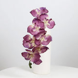 4 Pcs Silk Artificial Orchid Flowers Stem, 8 Heads Faux Phalaenopsis Flowers Branches 27.5'' Artificial Flowers Plants For Pots Vase Decor (Purple)