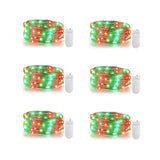 6 Pack Red And Green Fairy Lights Battery Operated, 7 Ft 20 Led Red Green Christmas String Lights, Waterproof Copper Wir