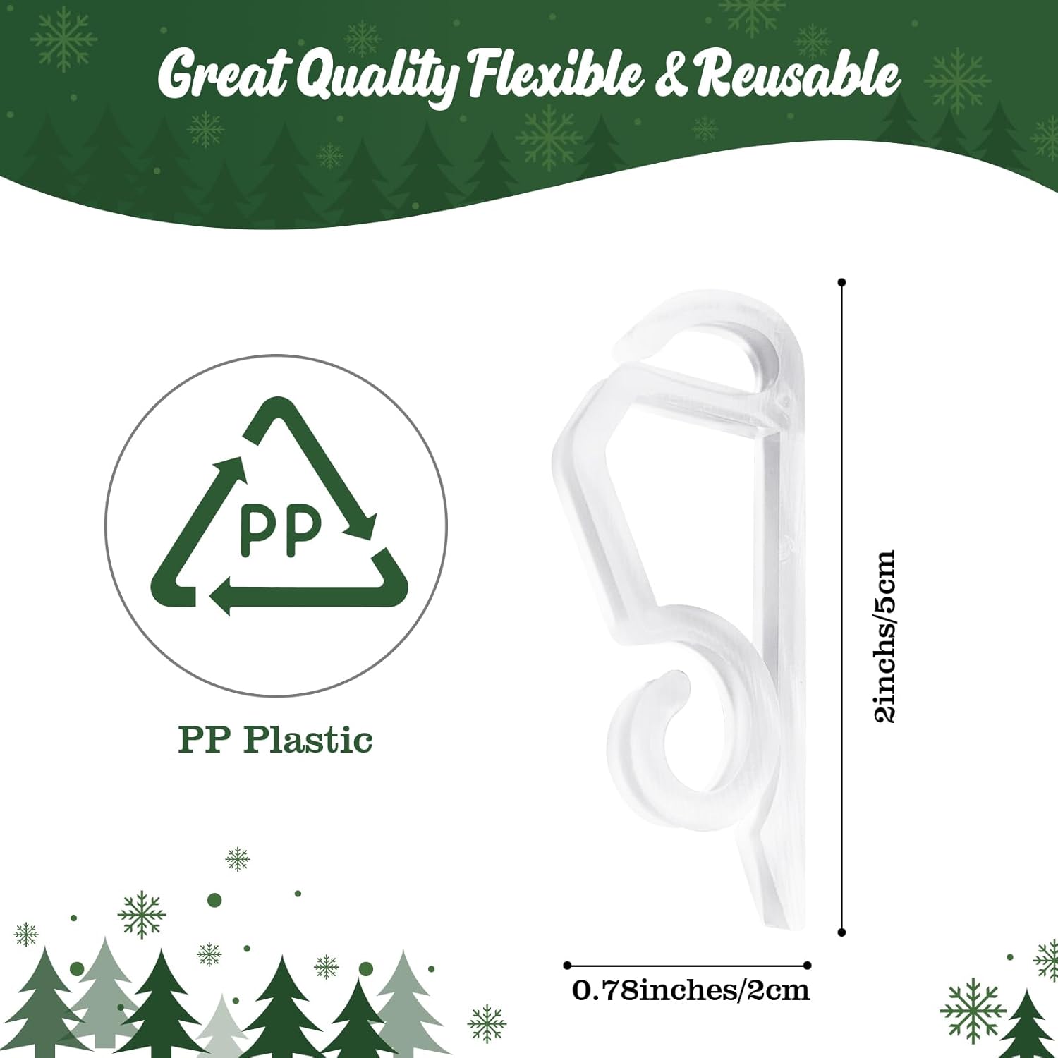 Christmas Light Clips - White Hooks For Outdoor String Lights- Gutter Clips For Hanging Outdoor Lights - Holiday Light Slips For Halloween Christmas - 100 Pack (White)