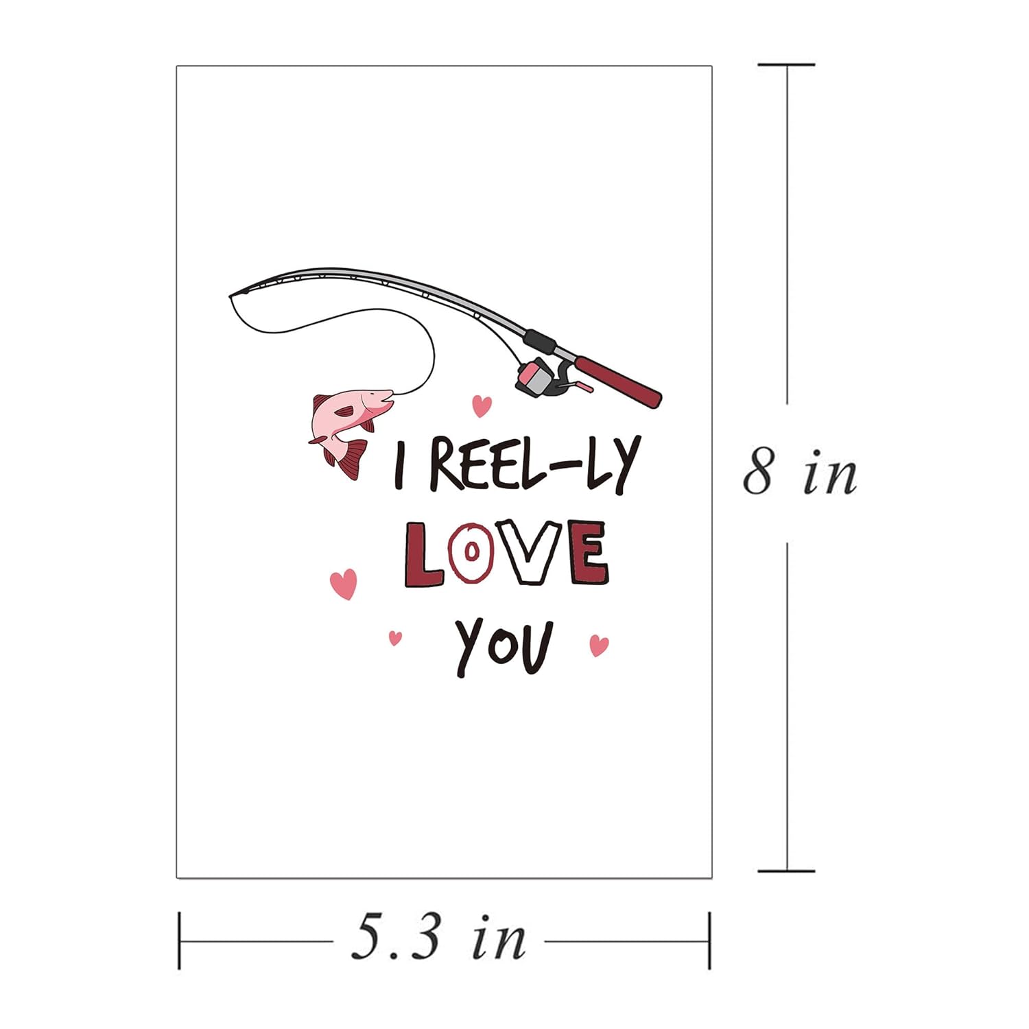 Fishing Love You Card, Valentines Card For Fisherman Fishing Loving, Funny I Reel-Ly Love You Gift, Husband Fish Card