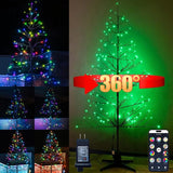 6.5Ft Led Pre-Lit Artificial Tree With 153 Lights Warm And Rgb, Indoor Outdoor Patio Decor, 360° Rotating Stand Displays, Easy Pop-Up Assembly, Outdoor Lighted Holiday Displays
