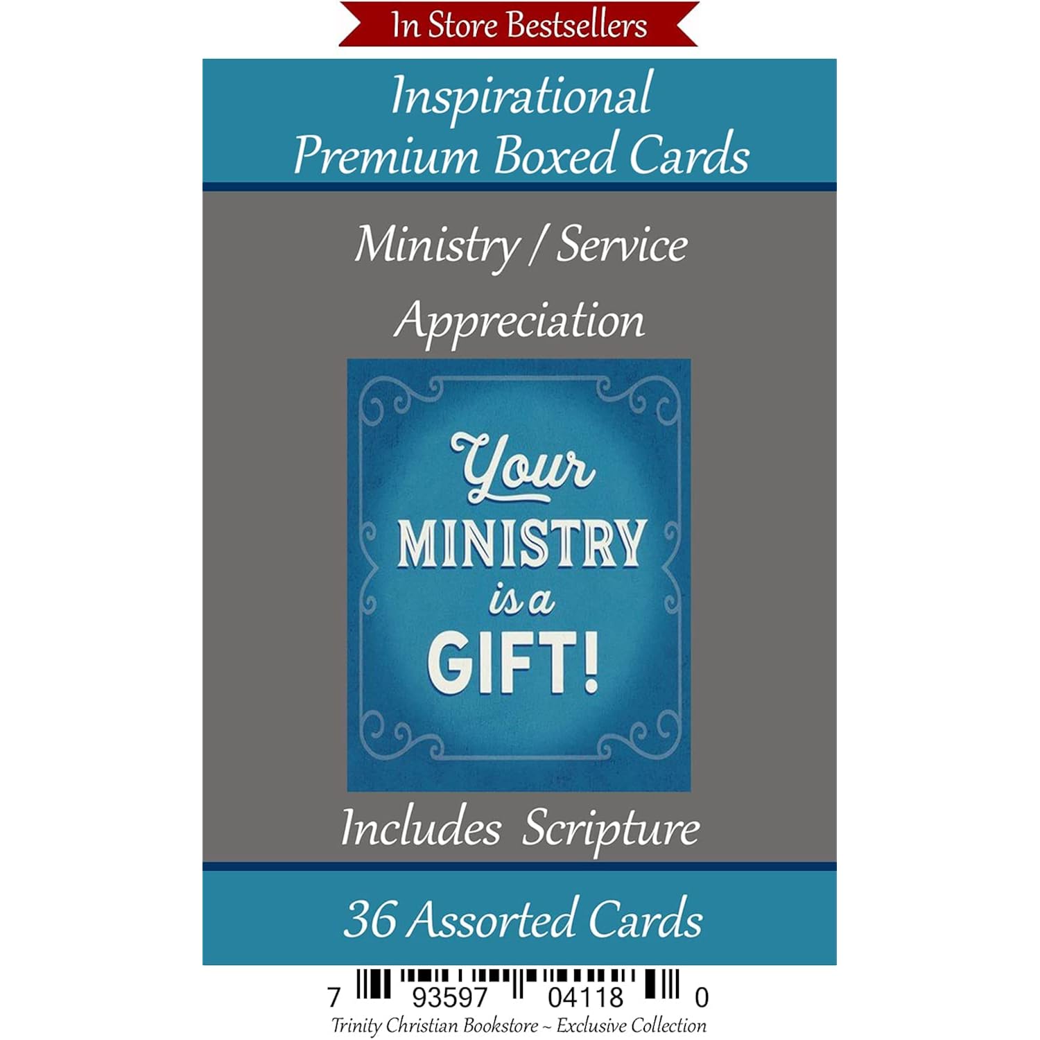 Ministry/Service Appreciation ~ 36 Card Set ~ Religious Greeting Card Assortment W/Scripture ~ Pastor Appreciation Cards