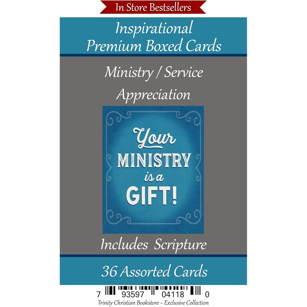 Ministry/Service Appreciation ~ 36 Card Set ~ Religious Greeting Card Assortment W/Scripture ~ Pastor Appreciation Cards