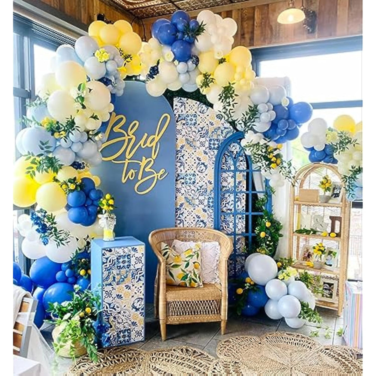 Royal Blue Yellow Balloon Garland Kit 142pcs for Summer Birthday Wedding Graduation Party