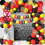 Red, Black, Yellow Balloon Garland Arch Kit, 110Pcs Cartoon Mouse Party Decor