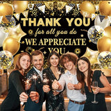 We Appreciate You Thank You Decorations Black & Gold Thank You Banner Backdrop Employee & Staff Appreciation Gifts for Pastor, Teacher, Doctor & Retirement Party Decor